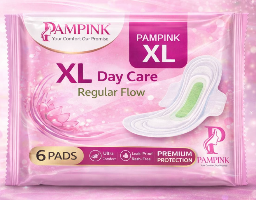 Pampink XL sanitary pads pack of 6 heavy flow protection