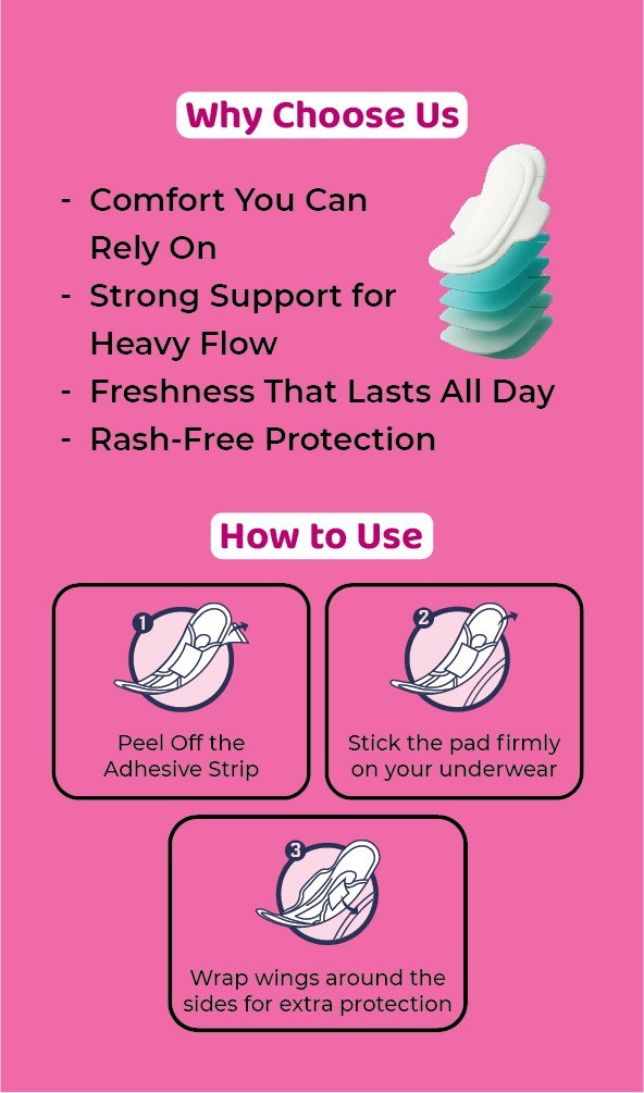 Pampink XL Sanitary Pads – Pack of 6 | Extra Long Heavy Flow Protection - Image 9